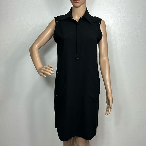 Cache Black Sleeveless Lightweight Shift Dress With Pockets Size S - Picture 1 of 10
